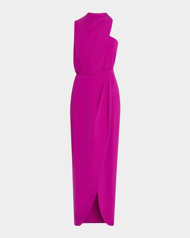 Floella Draped Mock-Neck Gown